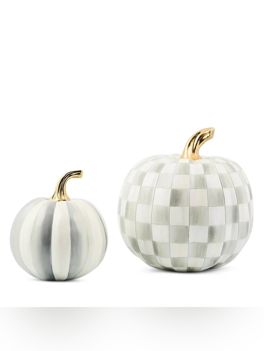 MacKenzie-Childs Classic Stripe Small & Check Medium Pumpkin Set